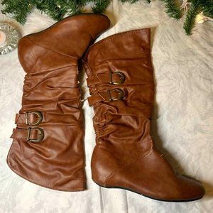 Slouchy Faux Leather Boots